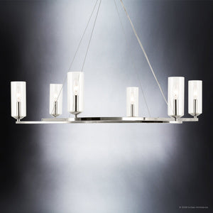 Urban Ambiance - Chandelier - UKC20602 Luxe Industrial Indoor Chandelier, 8.5''H x 37.75''W x 37.75''Dep, Polished Nickel Finish, Yorkdale Collection -