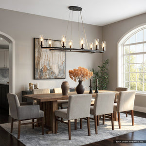 Urban Ambiance - Chandelier - UKC20603 Luxe Industrial Indoor Chandelier, 8.75''H x 16.25''W x 16.25''Dep, Black Finish, Yorkdale Collection -