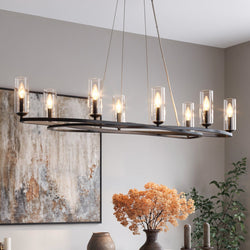Urban Ambiance - Chandelier - UKC20603 Luxe Industrial Indoor Chandelier, 8.75''H x 16.25''W x 16.25''Dep, Black Finish, Yorkdale Collection -