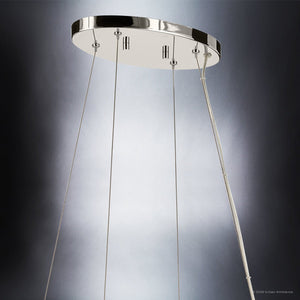 Urban Ambiance - Chandelier - UKC20605 Luxe Industrial Indoor Chandelier, 8.75''H x 16.25''W x 16.25''Dep, Polished Nickel Finish, Yorkdale Collection -