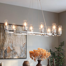 Urban Ambiance - Chandelier - UKC20605 Luxe Industrial Indoor Chandelier, 8.75''H x 16.25''W x 16.25''Dep, Polished Nickel Finish, Yorkdale Collection -