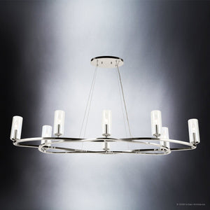Urban Ambiance - Chandelier - UKC20605 Luxe Industrial Indoor Chandelier, 8.75''H x 16.25''W x 16.25''Dep, Polished Nickel Finish, Yorkdale Collection -