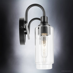 Urban Ambiance - Bath Light - UKC20614 Mid-Century Modern Indoor Bath Light, 10''H x 12.5''W x 6''Dep, Black Finish, Carroway Collection -