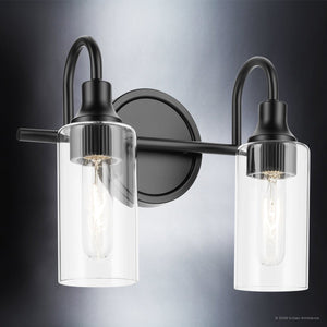 Urban Ambiance - Bath Light - UKC20614 Mid-Century Modern Indoor Bath Light, 10''H x 12.5''W x 6''Dep, Black Finish, Carroway Collection -
