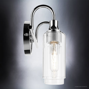 Urban Ambiance - Bath Light - UKC20615 Mid-Century Modern Indoor Bath Light, 10''H x 12.5''W x 6''Dep, Chrome Finish, Carroway Collection -