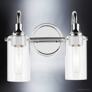 Urban Ambiance - Bath Light - UKC20615 Mid-Century Modern Indoor Bath Light, 10''H x 12.5''W x 6''Dep, Chrome Finish, Carroway Collection -