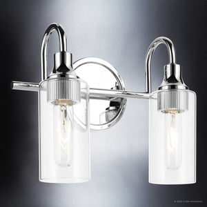 Urban Ambiance - Bath Light - UKC20615 Mid-Century Modern Indoor Bath Light, 10''H x 12.5''W x 6''Dep, Chrome Finish, Carroway Collection -