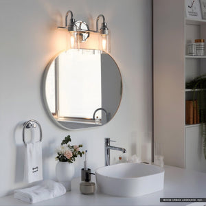 Urban Ambiance - Bath Light - UKC20615 Mid-Century Modern Indoor Bath Light, 10''H x 12.5''W x 6''Dep, Chrome Finish, Carroway Collection -