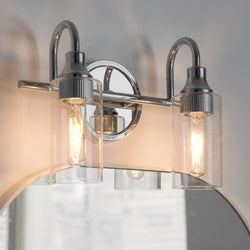Urban Ambiance - Bath Light - UKC20615 Mid-Century Modern Indoor Bath Light, 10''H x 12.5''W x 6''Dep, Chrome Finish, Carroway Collection -