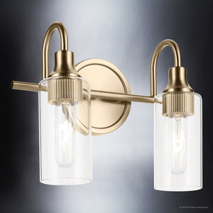 Urban Ambiance - Bath Light - UKC20616 Mid-Century Modern Indoor Bath Light, 10''H x 12.5''W x 6''Dep, Champagne Bronze Finish, Carroway Collection -