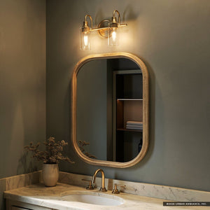 Urban Ambiance - Bath Light - UKC20616 Mid-Century Modern Indoor Bath Light, 10''H x 12.5''W x 6''Dep, Champagne Bronze Finish, Carroway Collection -