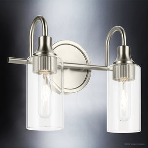 Urban Ambiance - Bath Light - UKC20617 Mid-Century Modern Indoor Bath Light, 10''H x 12.5''W x 6''Dep, Brushed Nickel Finish, Carroway Collection -