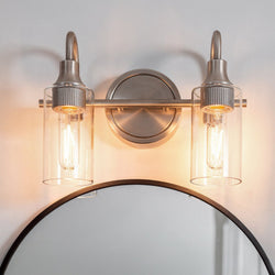 Urban Ambiance - Bath Light - UKC20617 Mid-Century Modern Indoor Bath Light, 10''H x 12.5''W x 6''Dep, Brushed Nickel Finish, Carroway Collection -