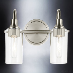 Urban Ambiance - Bath Light - UKC20617 Mid-Century Modern Indoor Bath Light, 10''H x 12.5''W x 6''Dep, Brushed Nickel Finish, Carroway Collection -