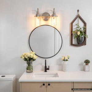 Urban Ambiance - Bath Light - UKC20617 Mid-Century Modern Indoor Bath Light, 10''H x 12.5''W x 6''Dep, Brushed Nickel Finish, Carroway Collection -