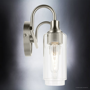 Urban Ambiance - Bath Light - UKC20617 Mid-Century Modern Indoor Bath Light, 10''H x 12.5''W x 6''Dep, Brushed Nickel Finish, Carroway Collection -
