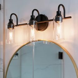 Urban Ambiance - Bath Light - UKC20618 Mid-Century Modern Indoor Bath Light, 10''H x 23''W x 6''Dep, Black Finish, Carroway Collection -
