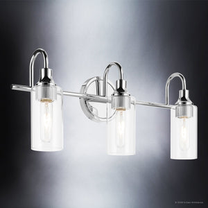 Urban Ambiance - Bath Light - UKC20619 Mid-Century Modern Indoor Bath Light, 10''H x 23''W x 6''Dep, Chrome Finish, Carroway Collection -