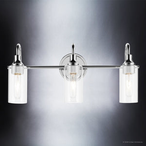 Urban Ambiance - Bath Light - UKC20619 Mid-Century Modern Indoor Bath Light, 10''H x 23''W x 6''Dep, Chrome Finish, Carroway Collection -