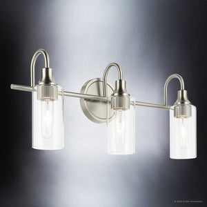Urban Ambiance - Bath Light - UKC20621 Mid-Century Modern Indoor Bath Light, 10''H x 23''W x 6''Dep, Brushed Nickel Finish, Carroway Collection -