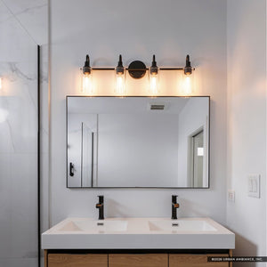 Urban Ambiance - Bath Light - UKC20622 Mid-Century Modern Indoor Bath Light, 10''H x 31.5''W x 6''Dep, Black Finish, Carroway Collection -