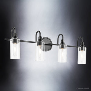 Urban Ambiance - Bath Light - UKC20622 Mid-Century Modern Indoor Bath Light, 10''H x 31.5''W x 6''Dep, Black Finish, Carroway Collection -