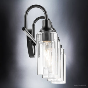 Urban Ambiance - Bath Light - UKC20622 Mid-Century Modern Indoor Bath Light, 10''H x 31.5''W x 6''Dep, Black Finish, Carroway Collection -