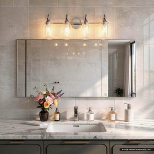 Urban Ambiance - Bath Light - UKC20623 Mid-Century Modern Indoor Bath Light, 10''H x 31.5''W x 6''Dep, Chrome Finish, Carroway Collection -