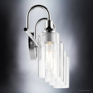Urban Ambiance - Bath Light - UKC20623 Mid-Century Modern Indoor Bath Light, 10''H x 31.5''W x 6''Dep, Chrome Finish, Carroway Collection -