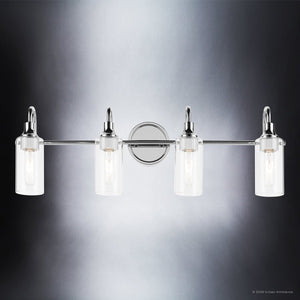 Urban Ambiance - Bath Light - UKC20623 Mid-Century Modern Indoor Bath Light, 10''H x 31.5''W x 6''Dep, Chrome Finish, Carroway Collection -