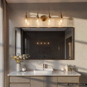 Urban Ambiance - Bath Light - UKC20624 Mid-Century Modern Indoor Bath Light, 10''H x 31.5''W x 6''Dep, Champagne Bronze Finish, Carroway Collection -