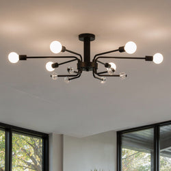 Urban Ambiance - Ceiling Light - UKC20630 Luxe Industrial Indoor Ceiling Light, 12.5''H x 24.25''W x 24.25''Dep, Black Finish, Eastwick Collection -