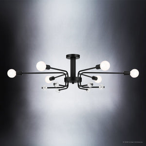 Urban Ambiance - Ceiling Light - UKC20630 Luxe Industrial Indoor Ceiling Light, 12.5''H x 24.25''W x 24.25''Dep, Black Finish, Eastwick Collection -
