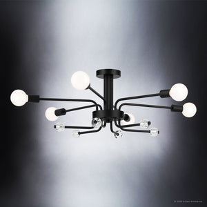 Urban Ambiance - Ceiling Light - UKC20630 Luxe Industrial Indoor Ceiling Light, 12.5''H x 24.25''W x 24.25''Dep, Black Finish, Eastwick Collection -