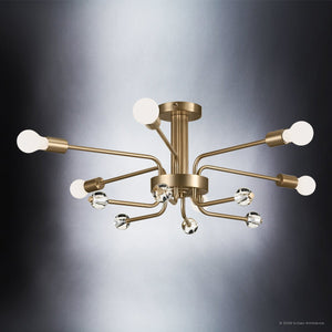 Urban Ambiance - Ceiling Light - UKC20631 Luxe Industrial Indoor Ceiling Light, 12.5''H x 24.25''W x 24.25''Dep, Champagne Bronze Finish, Eastwick Collection -