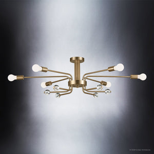 Urban Ambiance - Ceiling Light - UKC20631 Luxe Industrial Indoor Ceiling Light, 12.5''H x 24.25''W x 24.25''Dep, Champagne Bronze Finish, Eastwick Collection -