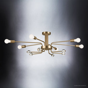 Urban Ambiance - Ceiling Light - UKC20631 Luxe Industrial Indoor Ceiling Light, 12.5''H x 24.25''W x 24.25''Dep, Champagne Bronze Finish, Eastwick Collection -