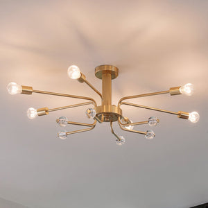 Urban Ambiance - Ceiling Light - UKC20631 Luxe Industrial Indoor Ceiling Light, 12.5''H x 24.25''W x 24.25''Dep, Champagne Bronze Finish, Eastwick Collection -