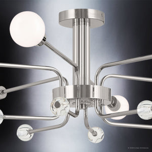 Urban Ambiance - Ceiling Light - UKC20632 Luxe Industrial Indoor Ceiling Light, 12.5''H x 24.25''W x 24.25''Dep, Polished Nickel Finish, Eastwick Collection -