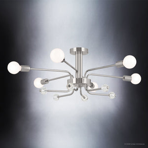 Urban Ambiance - Ceiling Light - UKC20632 Luxe Industrial Indoor Ceiling Light, 12.5''H x 24.25''W x 24.25''Dep, Polished Nickel Finish, Eastwick Collection -