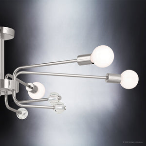 Urban Ambiance - Ceiling Light - UKC20632 Luxe Industrial Indoor Ceiling Light, 12.5''H x 24.25''W x 24.25''Dep, Polished Nickel Finish, Eastwick Collection -
