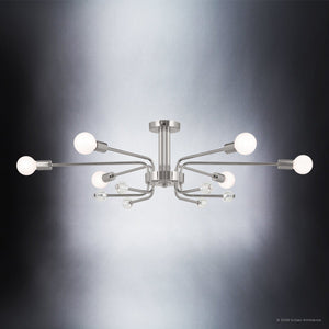 Urban Ambiance - Ceiling Light - UKC20632 Luxe Industrial Indoor Ceiling Light, 12.5''H x 24.25''W x 24.25''Dep, Polished Nickel Finish, Eastwick Collection -