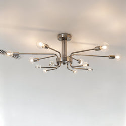 Urban Ambiance - Ceiling Light - UKC20632 Luxe Industrial Indoor Ceiling Light, 12.5''H x 24.25''W x 24.25''Dep, Polished Nickel Finish, Eastwick Collection -