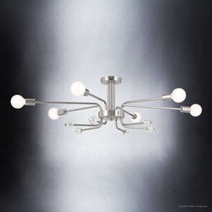 Urban Ambiance - Ceiling Light - UKC20632 Luxe Industrial Indoor Ceiling Light, 12.5''H x 24.25''W x 24.25''Dep, Polished Nickel Finish, Eastwick Collection -