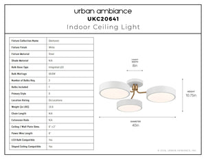 Urban Ambiance - Ceiling Light - UKC20641 Contemporary Indoor Ceiling Light, 10.75''H x 40''W x 40''Dep, White Finish, Glenhaven Collection -
