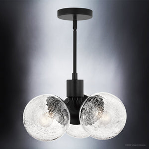 Urban Ambiance - Chandelier - UKC20650 Mid-Century Modern Indoor Chandelier, 9.5''H x 16.5''W x 16.5''Dep, Black Finish, Hartwell Collection -