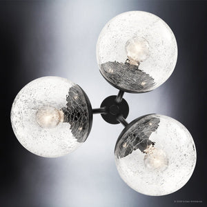 Urban Ambiance - Chandelier - UKC20650 Mid-Century Modern Indoor Chandelier, 9.5''H x 16.5''W x 16.5''Dep, Black Finish, Hartwell Collection -