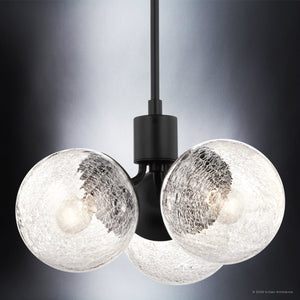 Urban Ambiance - Chandelier - UKC20650 Mid-Century Modern Indoor Chandelier, 9.5''H x 16.5''W x 16.5''Dep, Black Finish, Hartwell Collection -