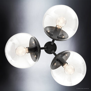Urban Ambiance - Chandelier - UKC20651 Mid-Century Modern Indoor Chandelier, 9.5''H x 16.5''W x 16.5''Dep, Black Finish, Hartwell Collection -