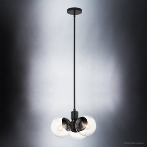 Urban Ambiance - Chandelier - UKC20651 Mid-Century Modern Indoor Chandelier, 9.5''H x 16.5''W x 16.5''Dep, Black Finish, Hartwell Collection -